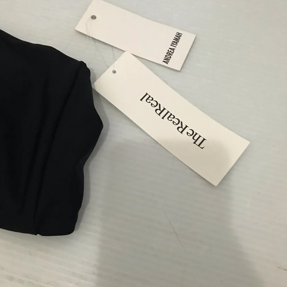 Nwt Andrea Iyamah Black One-Shoulder Swim Top - Size XXL